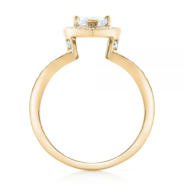 18k Yellow Gold 18k Yellow Gold Custom Diamond Halo Engagement Ring - Front View -  102910
