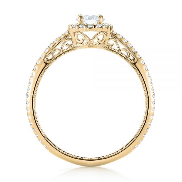 14k Yellow Gold 14k Yellow Gold Custom Diamond Halo Engagement Ring - Front View -  102990