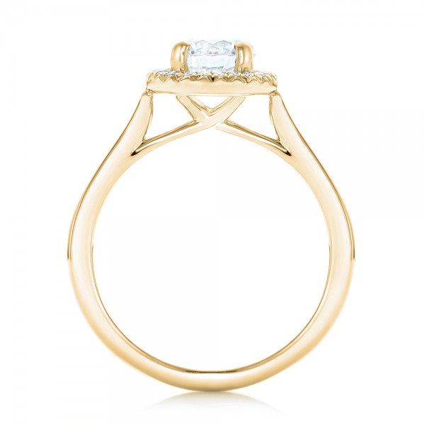 14k Yellow Gold 14k Yellow Gold Custom Diamond Halo Engagement Ring - Front View -  103002