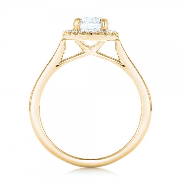 14k Yellow Gold 14k Yellow Gold Custom Diamond Halo Engagement Ring - Front View - 103002