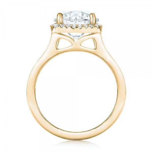 18k Yellow Gold 18k Yellow Gold Custom Diamond Halo Engagement Ring - Front View - 103005