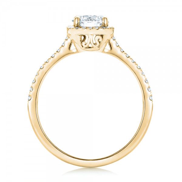 18k Yellow Gold 18k Yellow Gold Custom Diamond Halo Engagement Ring - Front View -  103037