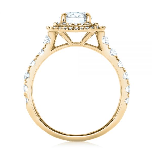 14k Yellow Gold 14k Yellow Gold Custom Diamond Halo Engagement Ring - Front View -  103139
