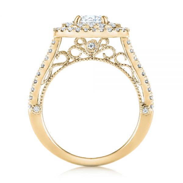 14k Yellow Gold 14k Yellow Gold Custom Diamond Halo Engagement Ring - Front View -  103223