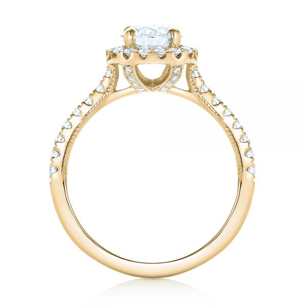 18k Yellow Gold 18k Yellow Gold Custom Diamond Halo Engagement Ring - Front View -  103268