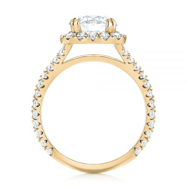 14k Yellow Gold 14k Yellow Gold Custom Diamond Halo Engagement Ring - Front View -  103357