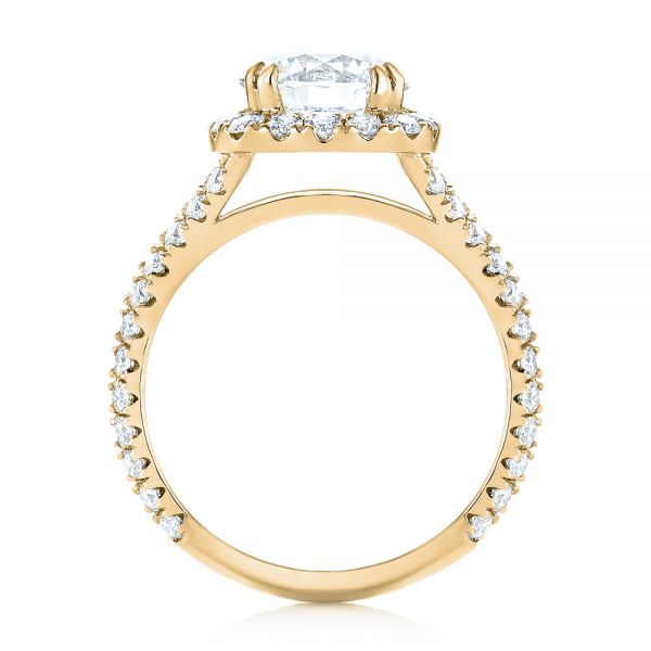 18k Yellow Gold 18k Yellow Gold Custom Diamond Halo Engagement Ring - Front View - 103357