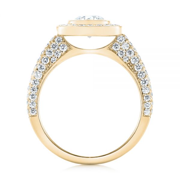 18k Yellow Gold 18k Yellow Gold Custom Diamond Halo Engagement Ring - Front View -  103394
