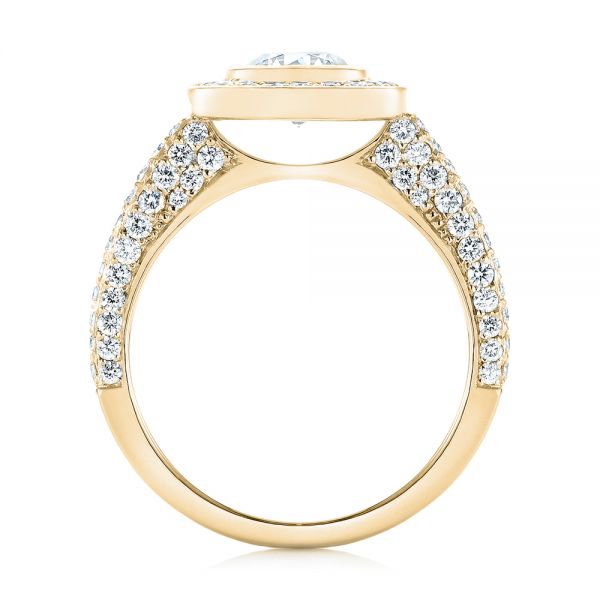 14k Yellow Gold 14k Yellow Gold Custom Diamond Halo Engagement Ring - Front View - 103394