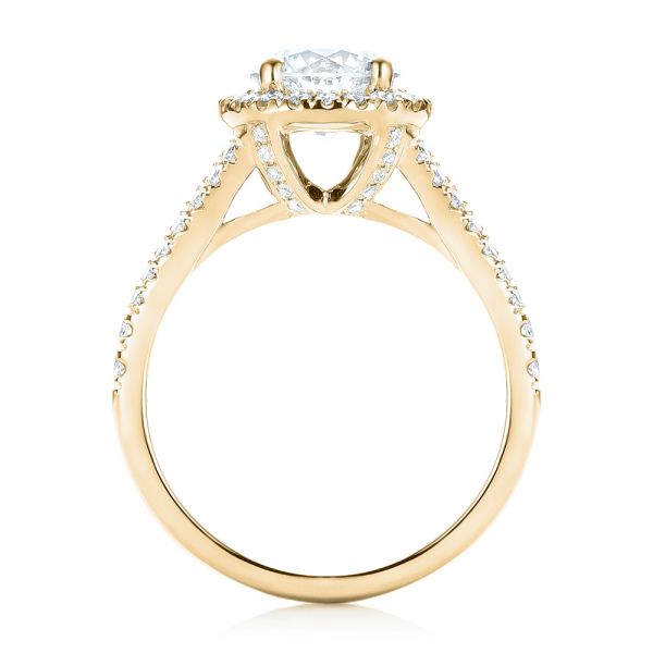 18k Yellow Gold 18k Yellow Gold Custom Diamond Halo Engagement Ring - Front View -  103427