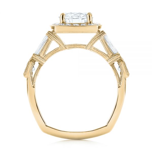 14k Yellow Gold 14k Yellow Gold Custom Diamond Halo Engagement Ring - Front View -  103436