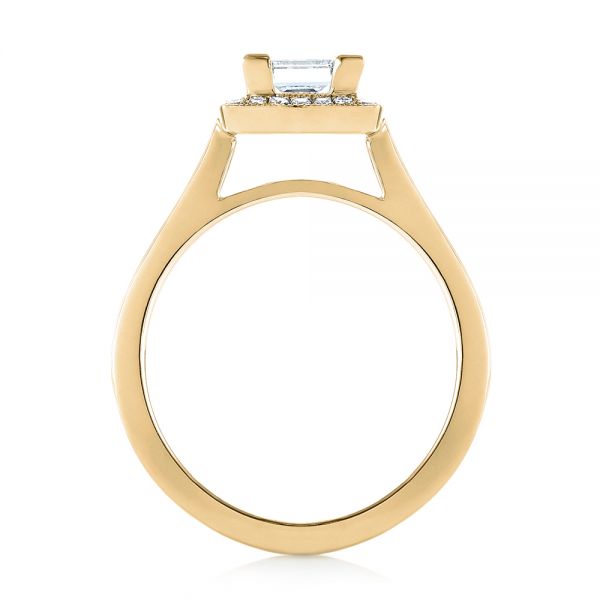 18k Yellow Gold 18k Yellow Gold Custom Diamond Halo Engagement Ring - Front View -  103515
