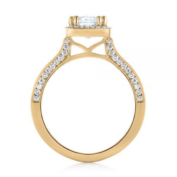 14k Yellow Gold 14k Yellow Gold Custom Diamond Halo Engagement Ring - Front View -  103535