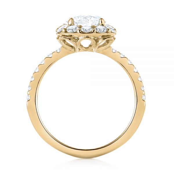 18k Yellow Gold 18k Yellow Gold Custom Diamond Halo Engagement Ring - Front View -  103588