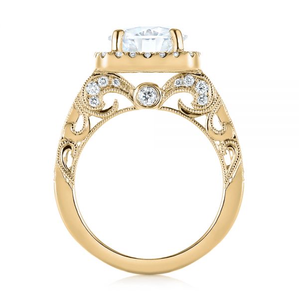 14k Yellow Gold 14k Yellow Gold Custom Diamond Halo Engagement Ring - Front View -  103595