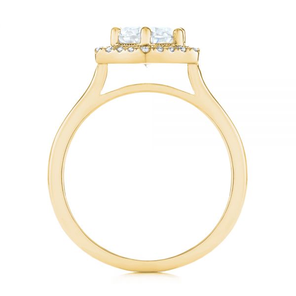 18k Yellow Gold 18k Yellow Gold Custom Diamond Halo Engagement Ring - Front View -  103992