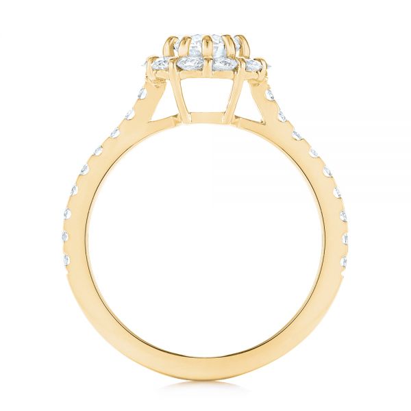 18k Yellow Gold 18k Yellow Gold Custom Diamond Halo Engagement Ring - Front View -  104064