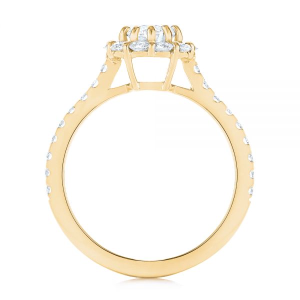 14k Yellow Gold 14k Yellow Gold Custom Diamond Halo Engagement Ring - Front View - 104064