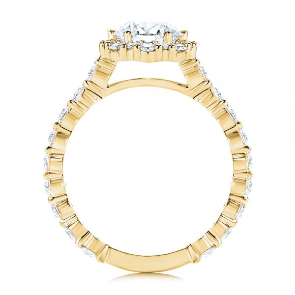 18k Yellow Gold 18k Yellow Gold Custom Diamond Halo Engagement Ring - Front View -  106108