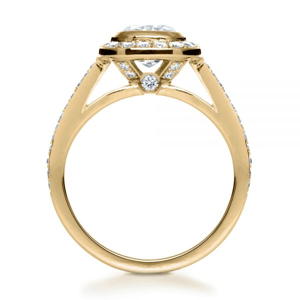 18k Yellow Gold 18k Yellow Gold Custom Diamond Halo Engagement Ring - Front View -  1116