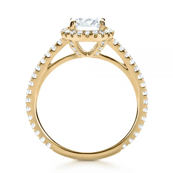 18k Yellow Gold 18k Yellow Gold Custom Diamond Halo Engagement Ring - Front View - 1123