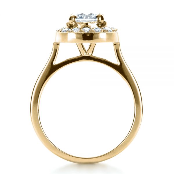 18k Yellow Gold 18k Yellow Gold Custom Diamond Halo Engagement Ring - Front View -  1330