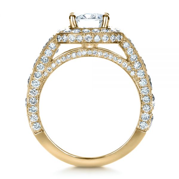 14k Yellow Gold 14k Yellow Gold Custom Diamond Halo Engagement Ring - Front View - 1436