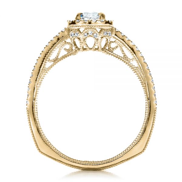 14k Yellow Gold 14k Yellow Gold Custom Diamond Halo Engagement Ring - Front View -  1448