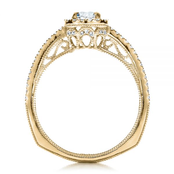 14k Yellow Gold 14k Yellow Gold Custom Diamond Halo Engagement Ring - Front View - 1448