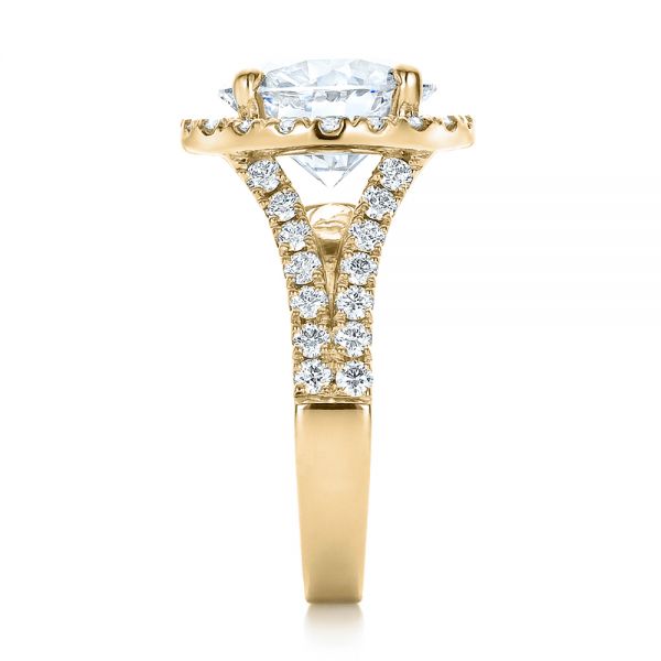 14k Yellow Gold 14k Yellow Gold Custom Diamond Halo Engagement Ring - Side View -  100484