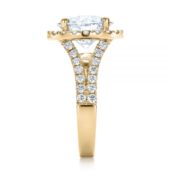 14k Yellow Gold 14k Yellow Gold Custom Diamond Halo Engagement Ring - Side View - 100484