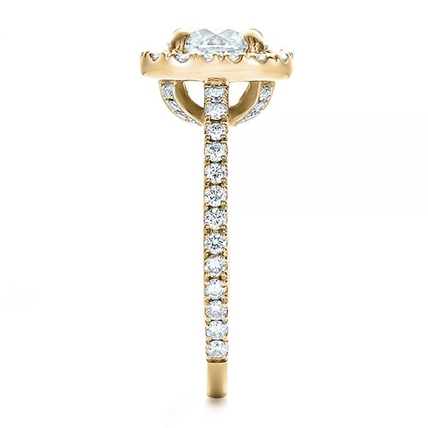 14k Yellow Gold 14k Yellow Gold Custom Diamond Halo Engagement Ring - Side View - 100629