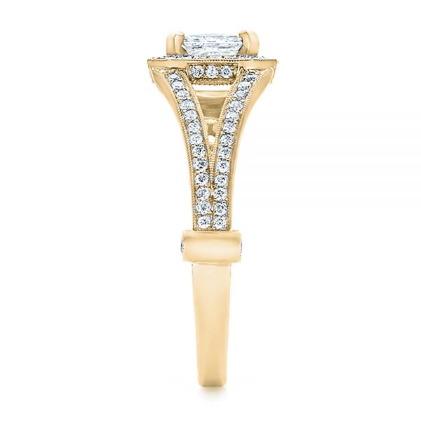 14k Yellow Gold 14k Yellow Gold Custom Diamond Halo Engagement Ring - Side View - 100651