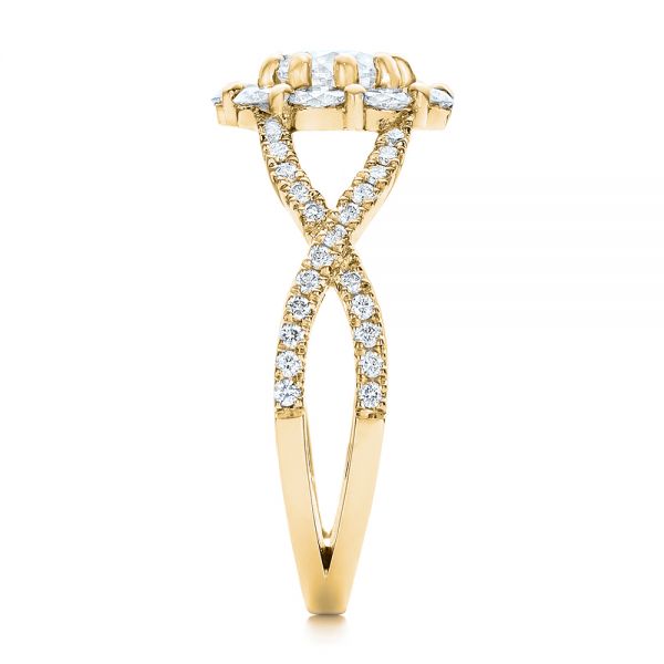 18k Yellow Gold 18k Yellow Gold Custom Diamond Halo Engagement Ring - Side View - 100874