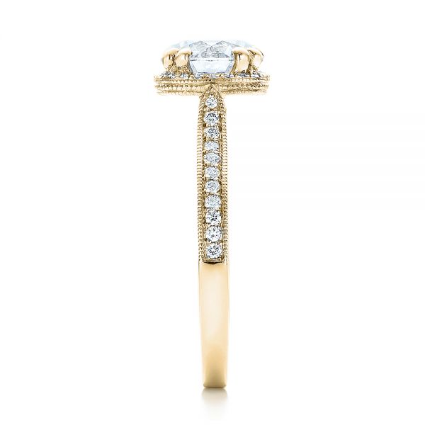 18k Yellow Gold 18k Yellow Gold Custom Diamond Halo Engagement Ring - Side View -  101183