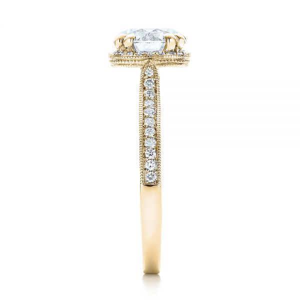 18k Yellow Gold 18k Yellow Gold Custom Diamond Halo Engagement Ring - Side View - 101183