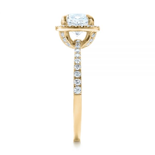 14k Yellow Gold 14k Yellow Gold Custom Diamond Halo Engagement Ring - Side View - 101224