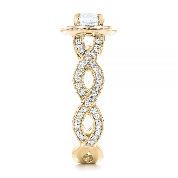 14k Yellow Gold 14k Yellow Gold Custom Diamond Halo Engagement Ring - Side View - 102119