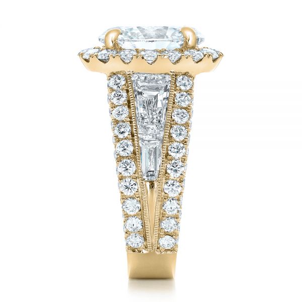 18k Yellow Gold 18k Yellow Gold Custom Diamond Halo Engagement Ring - Side View - 102156