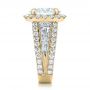 14k Yellow Gold 14k Yellow Gold Custom Diamond Halo Engagement Ring - Side View -  102156 - Thumbnail