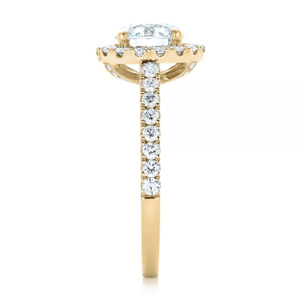 18k Yellow Gold 18k Yellow Gold Custom Diamond Halo Engagement Ring - Side View - 102260