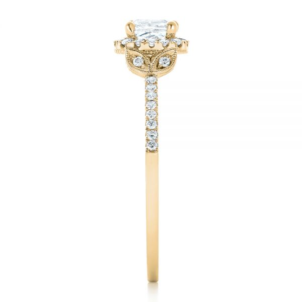 14k Yellow Gold 14k Yellow Gold Custom Diamond Halo Engagement Ring - Side View - 102420