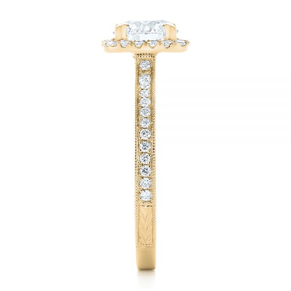 14k Yellow Gold 14k Yellow Gold Custom Diamond Halo Engagement Ring - Side View - 102422