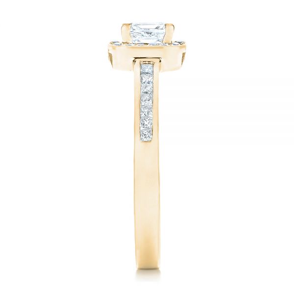 18k Yellow Gold 18k Yellow Gold Custom Diamond Halo Engagement Ring - Side View -  102437