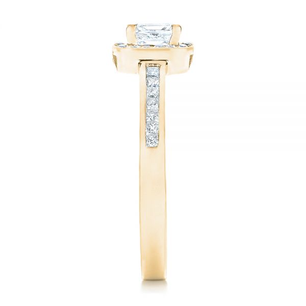 14k Yellow Gold 14k Yellow Gold Custom Diamond Halo Engagement Ring - Side View - 102437