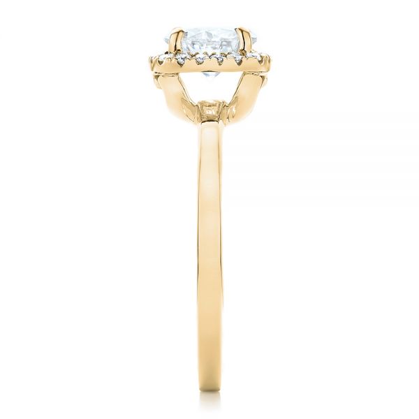 14k Yellow Gold 14k Yellow Gold Custom Diamond Halo Engagement Ring - Side View - 102460