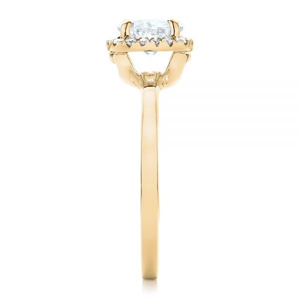 14k Yellow Gold 14k Yellow Gold Custom Diamond Halo Engagement Ring - Side View -  102460