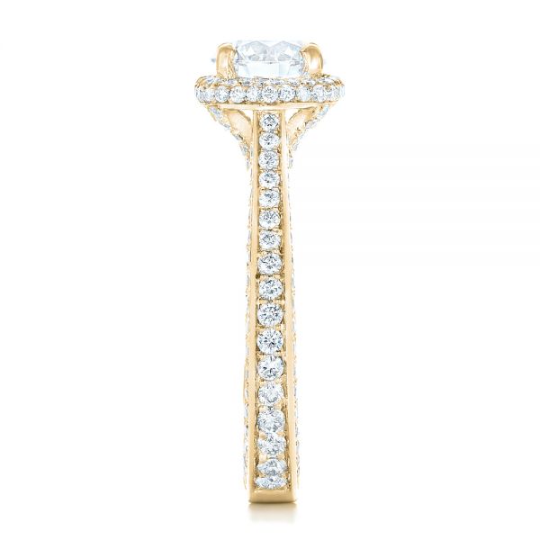 14k Yellow Gold 14k Yellow Gold Custom Diamond Halo Engagement Ring - Side View - 102468