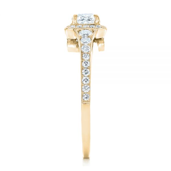 14k Yellow Gold 14k Yellow Gold Custom Diamond Halo Engagement Ring - Side View - 102597