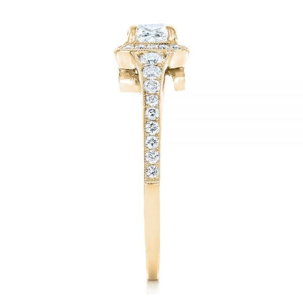 14k Yellow Gold 14k Yellow Gold Custom Diamond Halo Engagement Ring - Side View -  102597